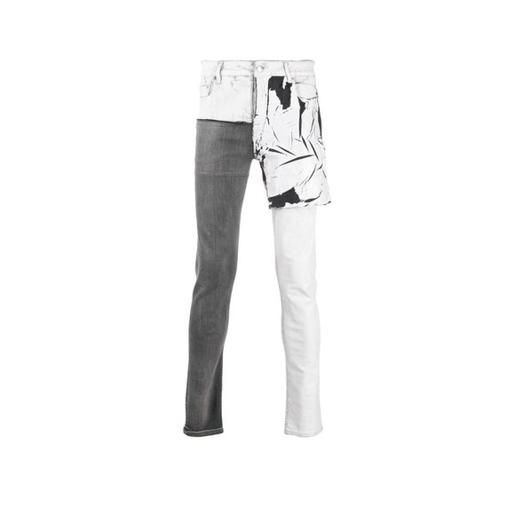 Rick Owens Denim Patchwork Skinny Jeans - Picture 1 of 10
